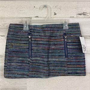Revolve Chaser Women XS Multicolor Silk Tweed Metallic Mini Skirt Party NWT